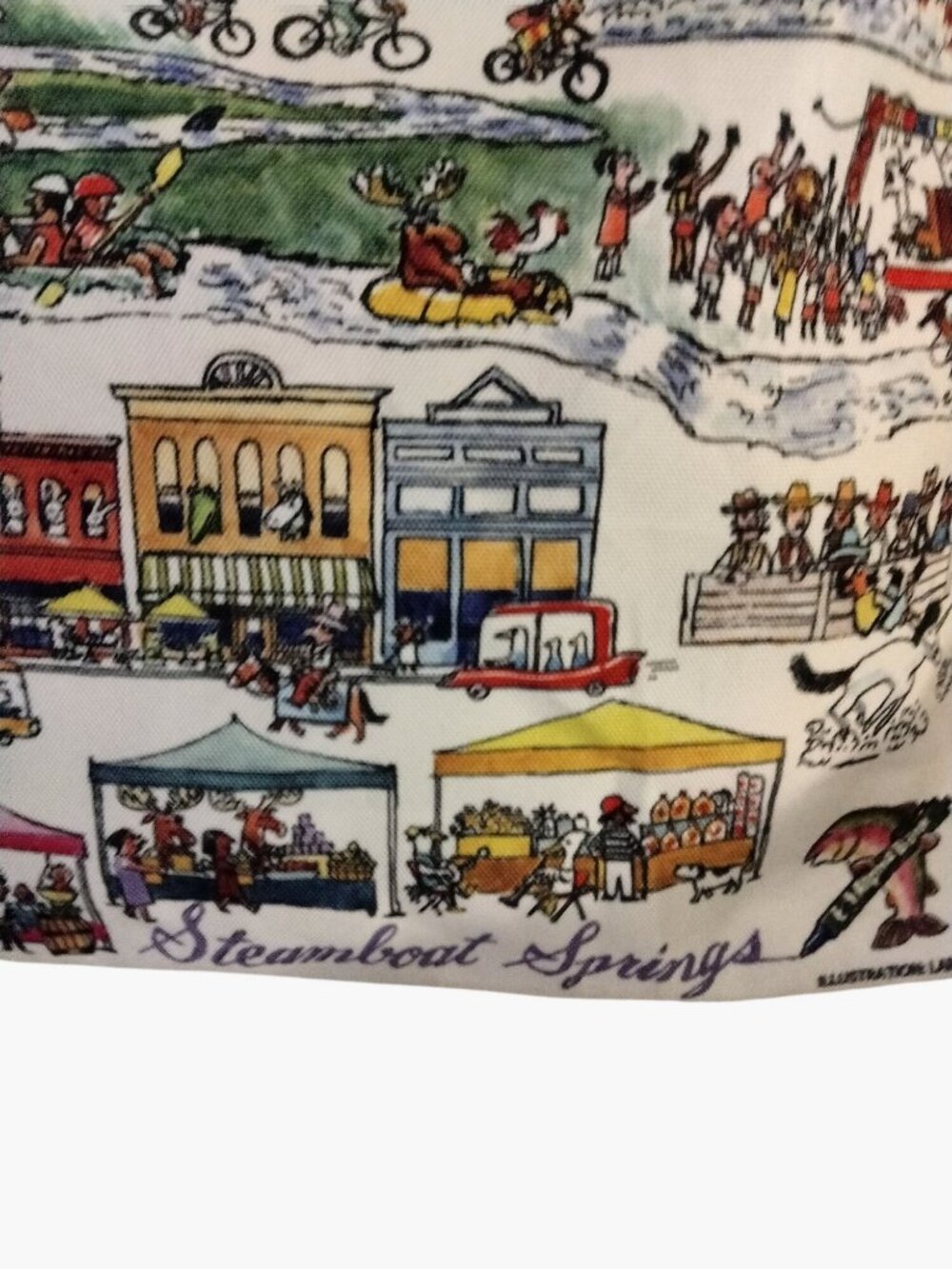 Steamboat Springs Tote Bag Colorful Western Town Graphic Artist Larry Day - Picture 6 of 9